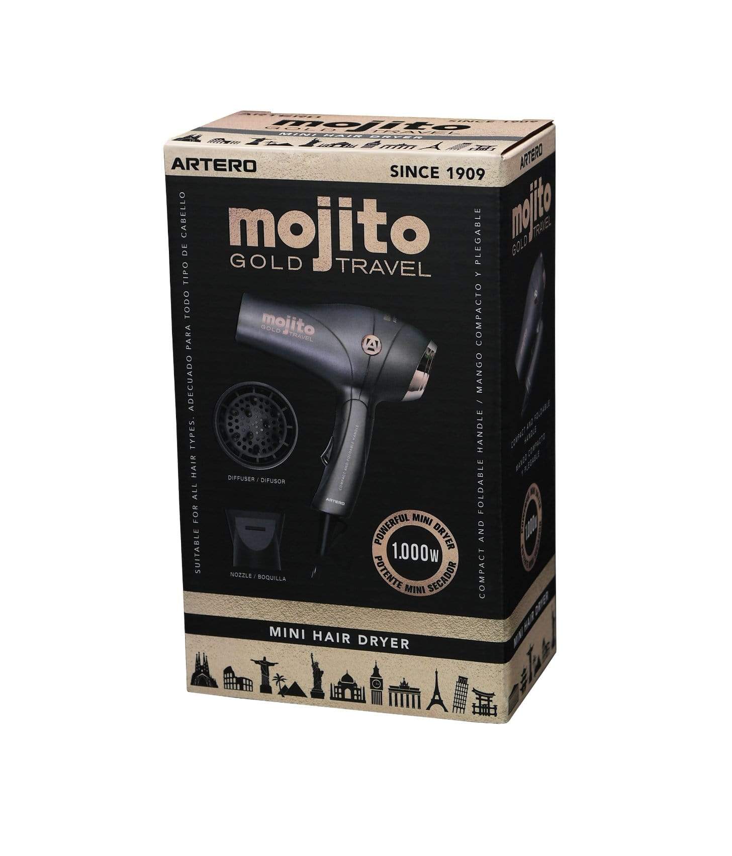 Atero Gold Mojito Travel Hairdryer - Sagema
