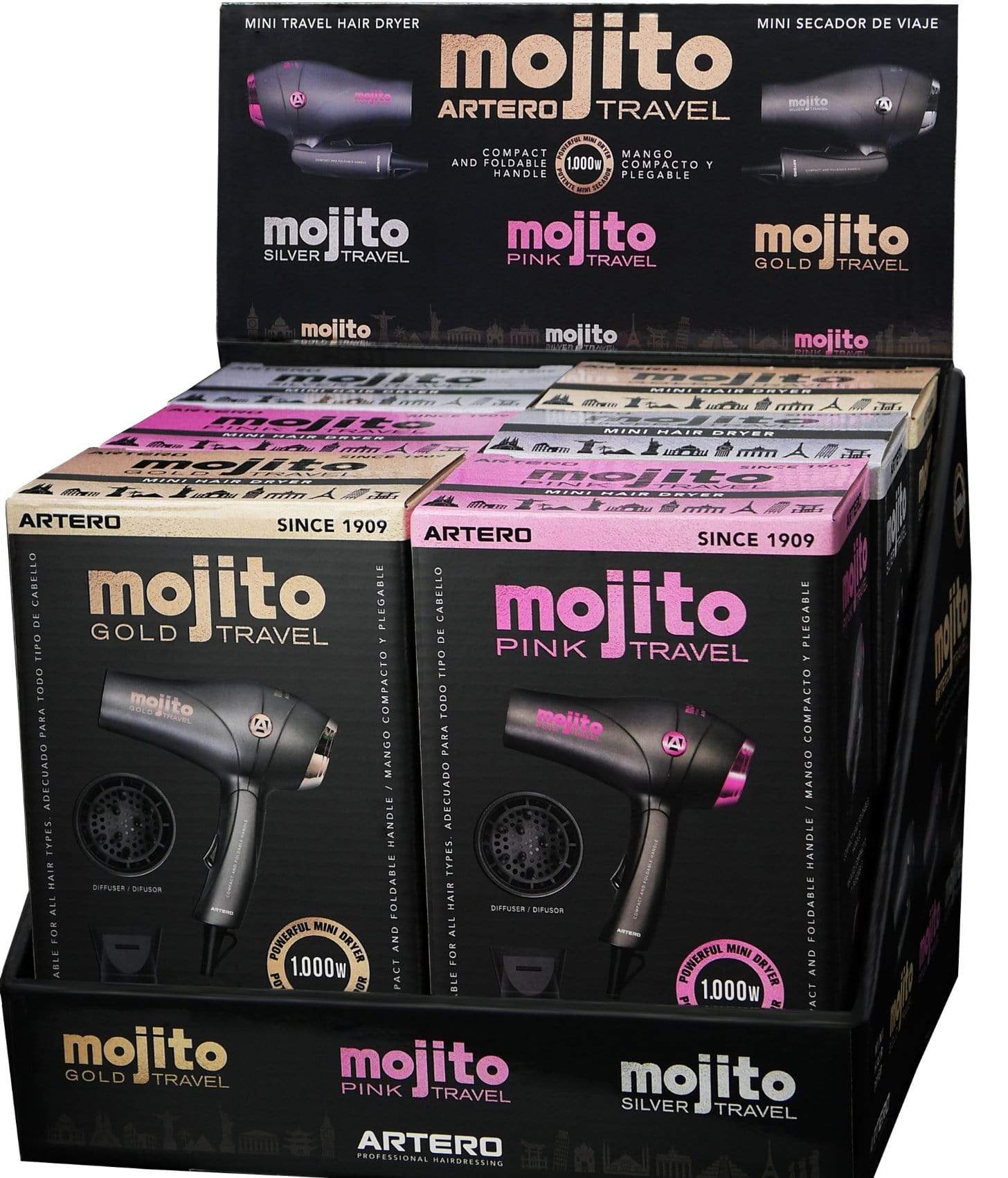 Artero Pink Mojito Travel Hairdryer - Sagema